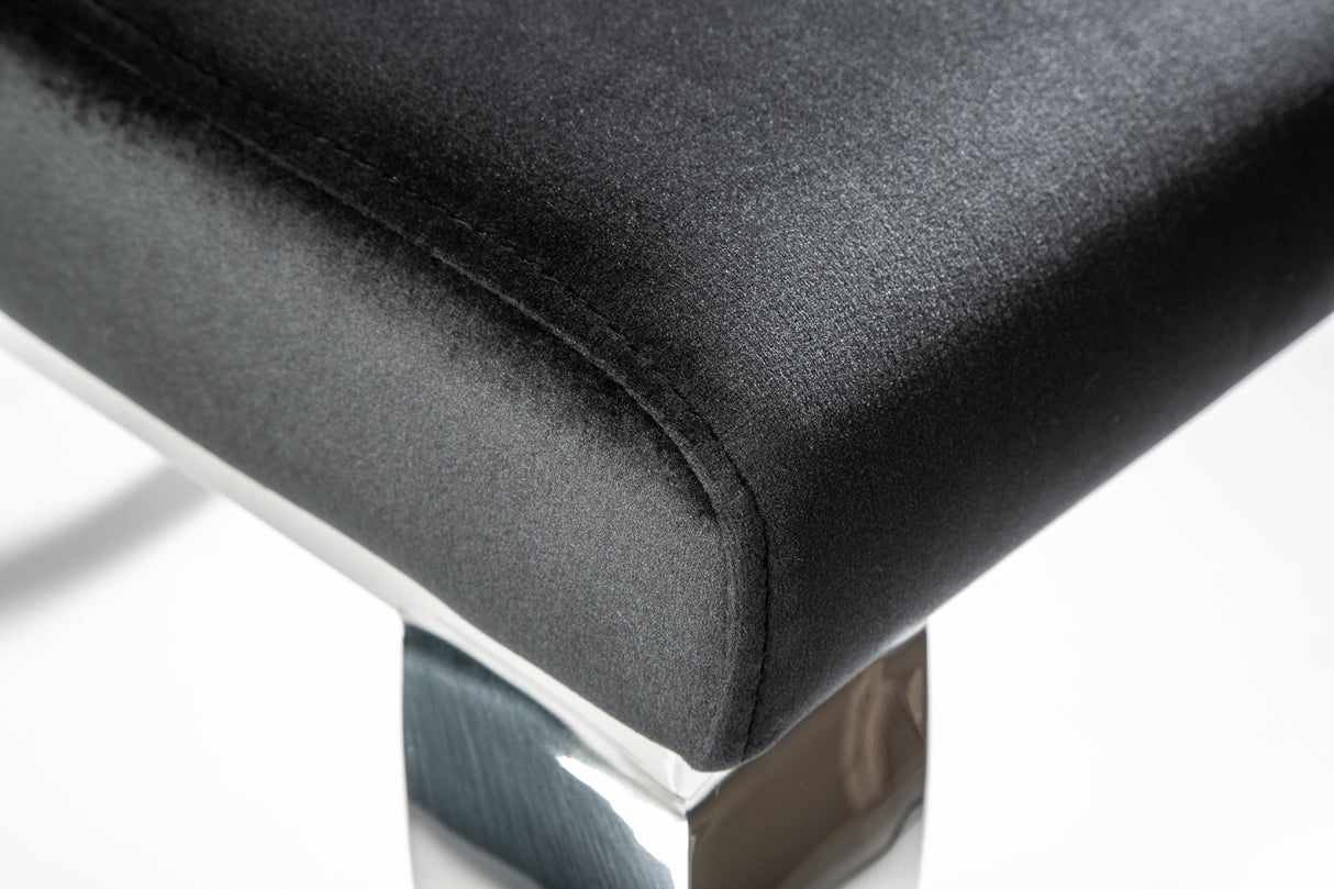 Chair MODERN BAROCK w/ silver legs velvet black