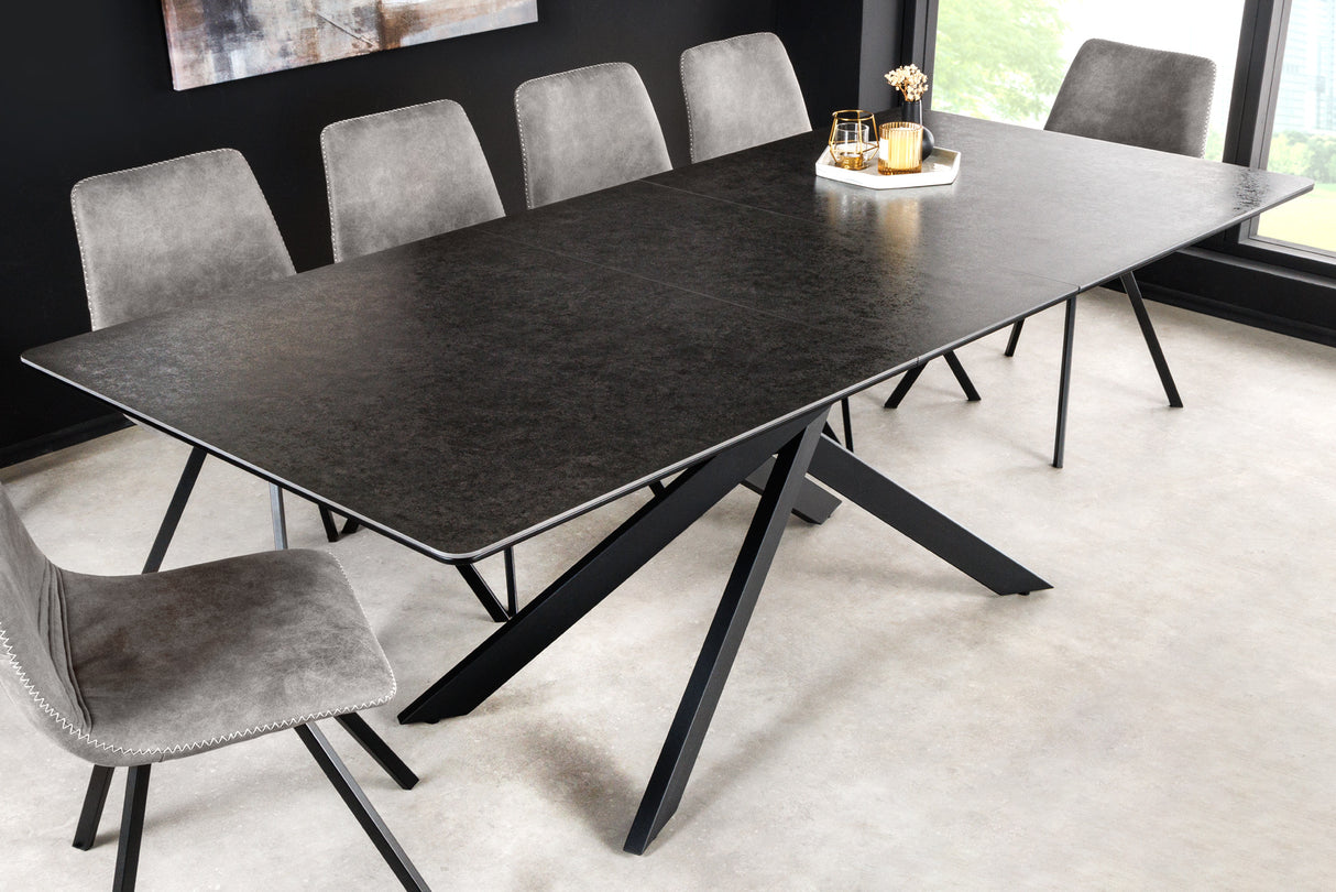 Dining table ALPINE 160-200cm ceramic marble look anthracite