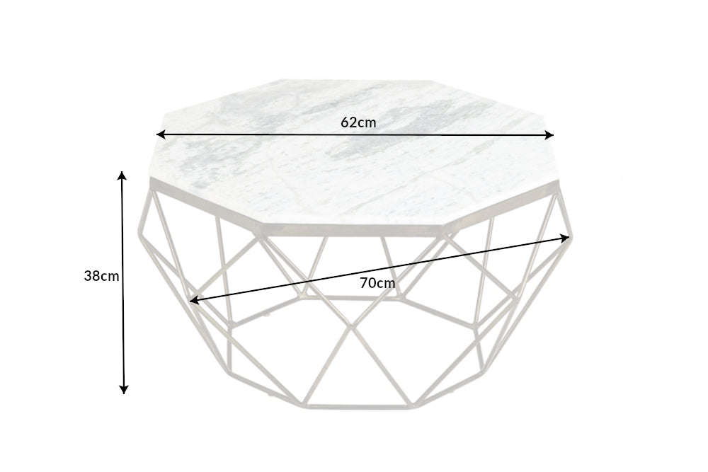 Couchtisch DIAMOND 70cm Marmor weiß