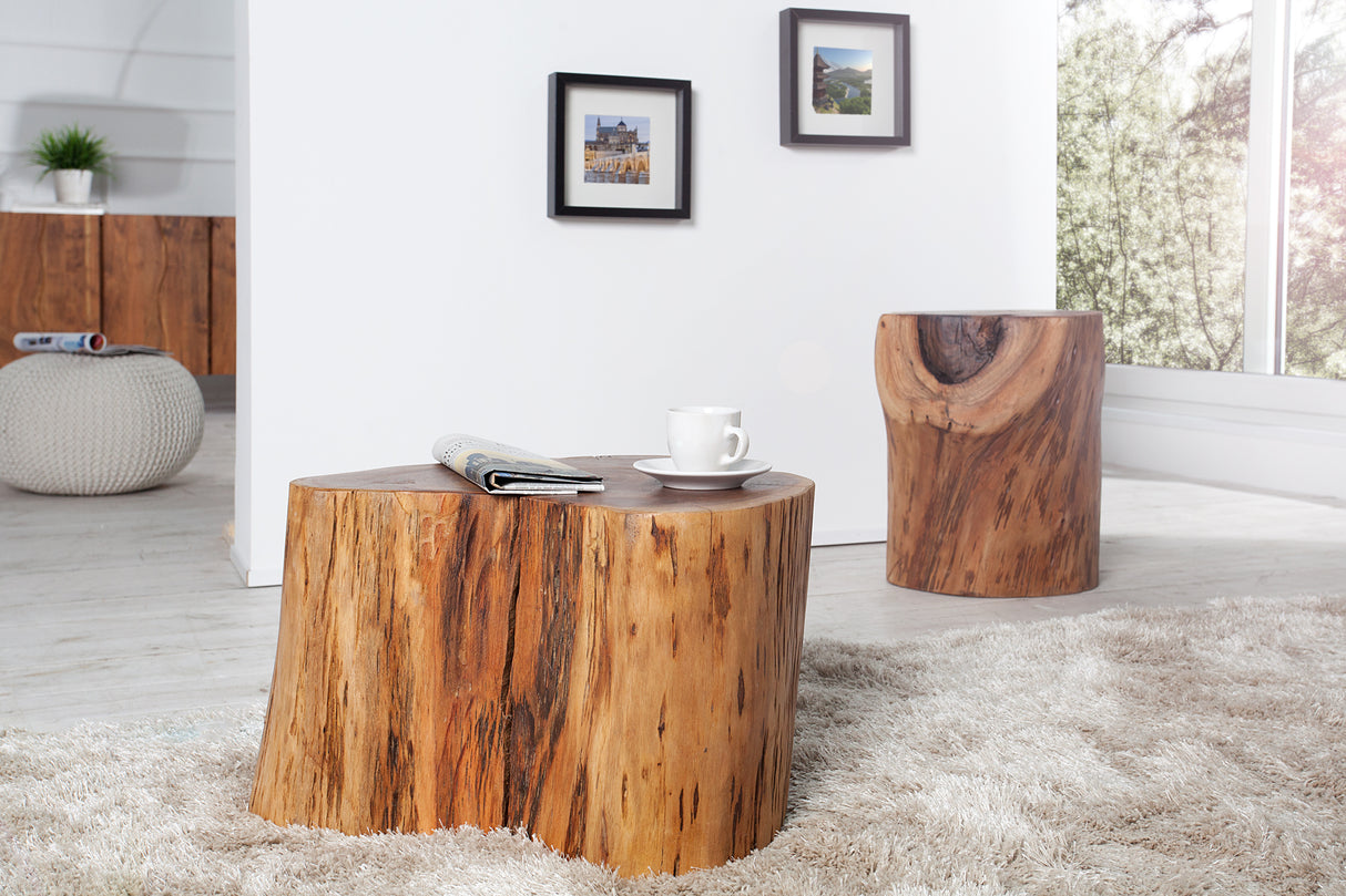 Side table PURE 30cm trunk massive acacia wood