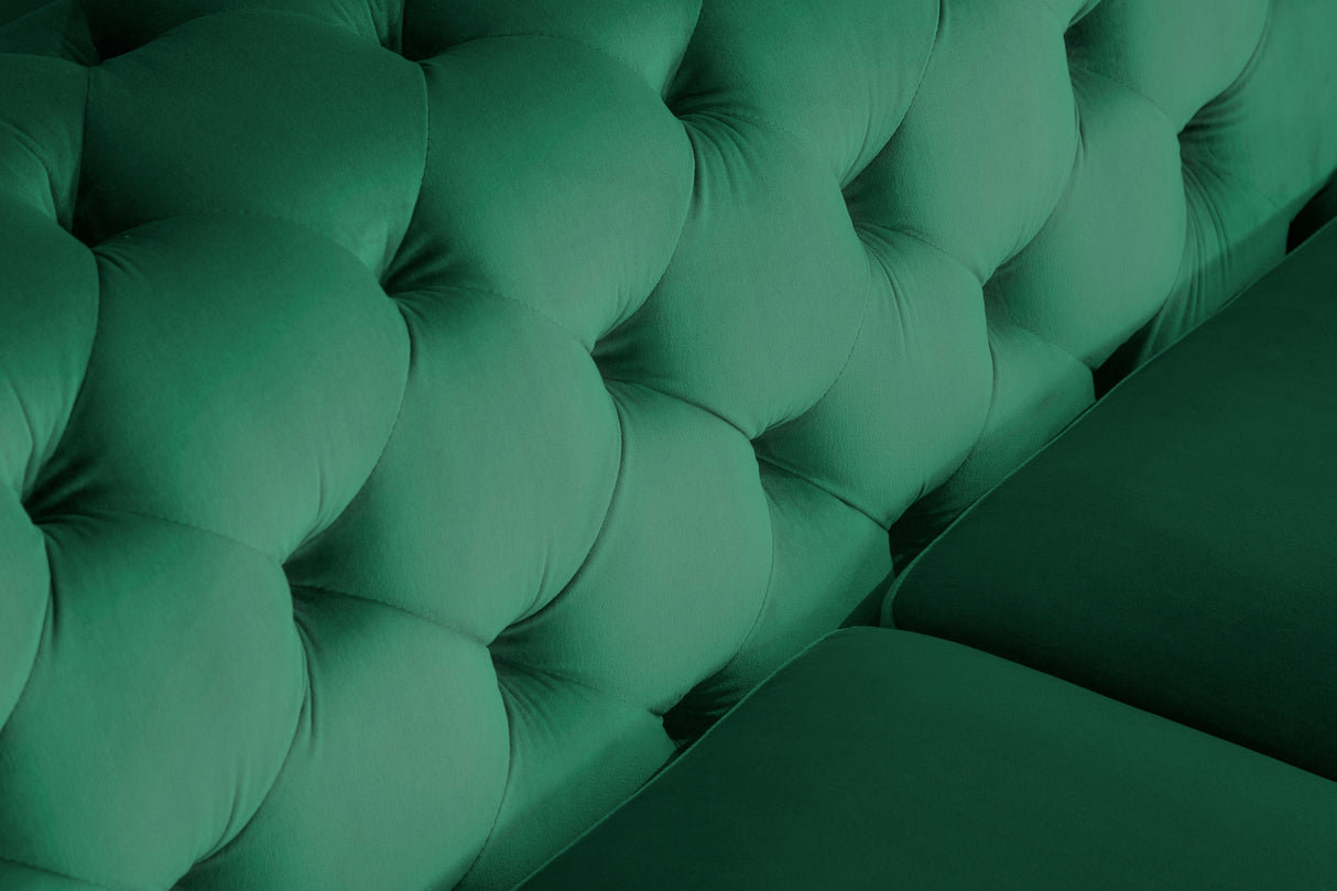 Sofa MODERN BAROCK 240 cm 3-Sitzer Samt Smaragd im Chesterfield-Stil