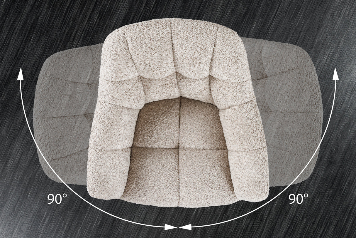 Swivel chair PAPILLON rotatable 180° w/ armrests bouclé beige