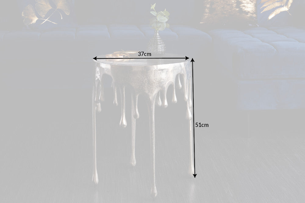 Side table LIQUID LINE Ø 50cm round silver