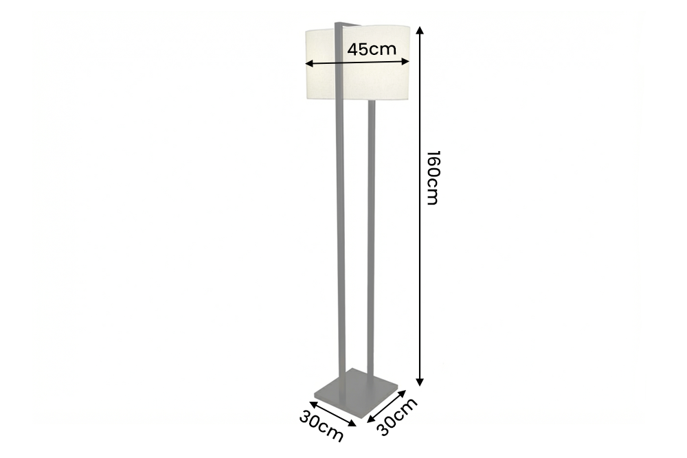 Floor lamp COLLEEN 160cm metal black w/ white lampshade