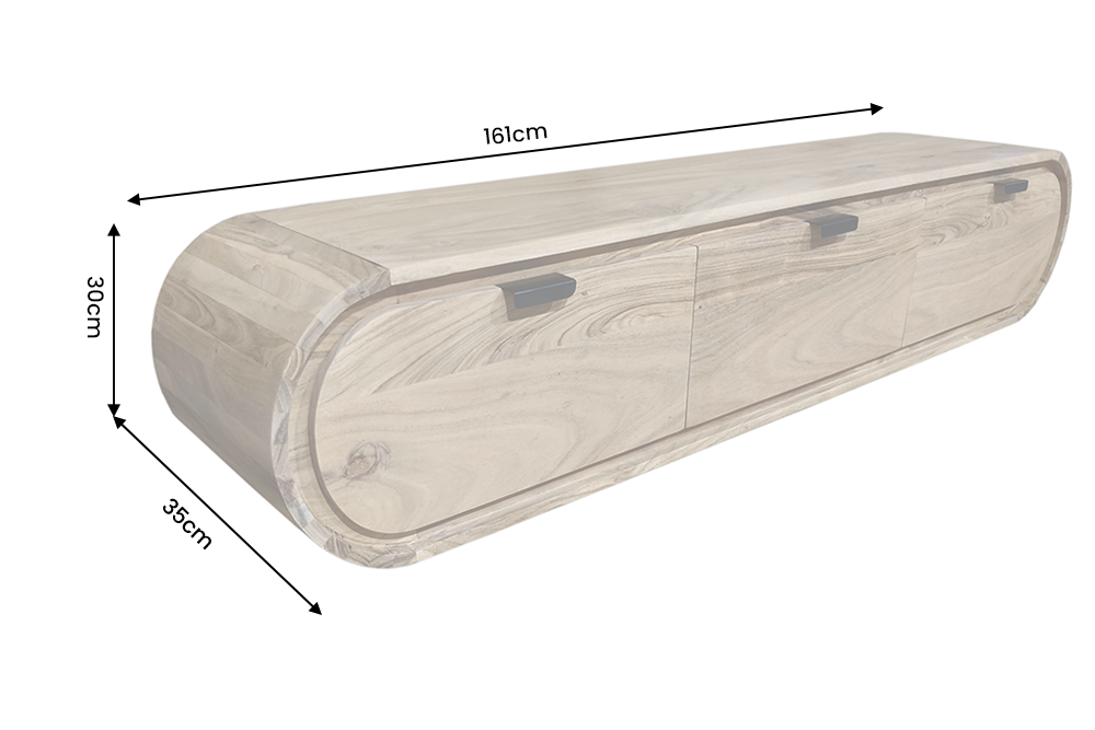 TV-Board ORGANIC 160cm hanging acacia wood natural