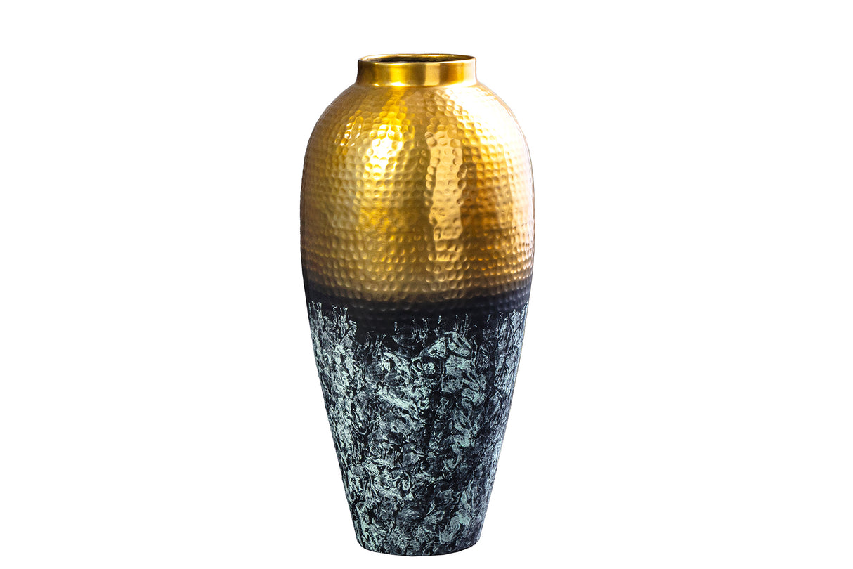 Vase ORIENT XL 75cm gold mit Patina im Hammerschlag-Design