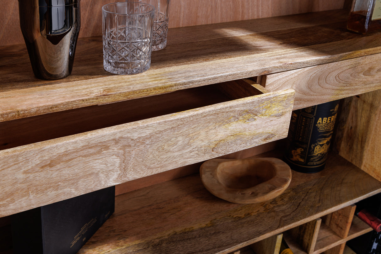 Bar cabinet GOLDEN SUNSET 140cm 3D mango wood black