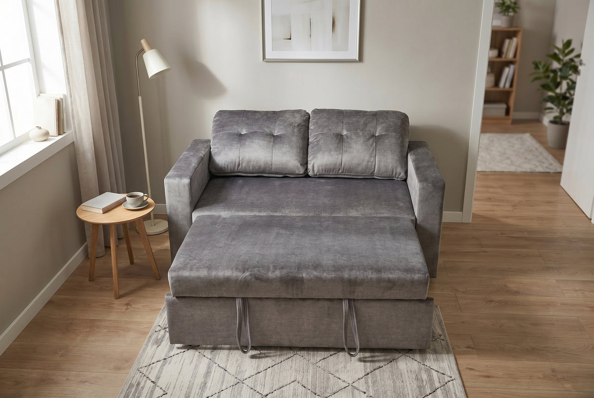 Schlafsofa SMART 140cm 2-Sitzer Samt grau