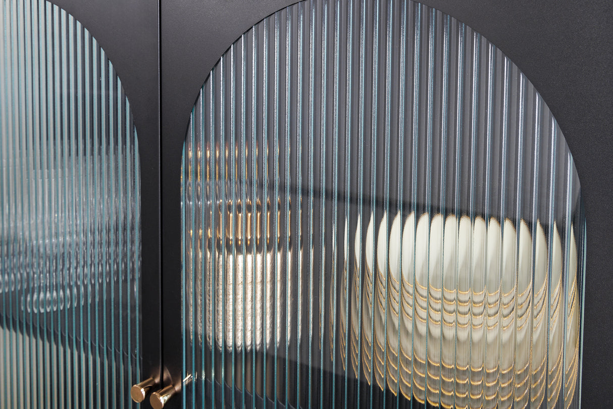 Display cabinet PARIS 110cm ribbed glass black