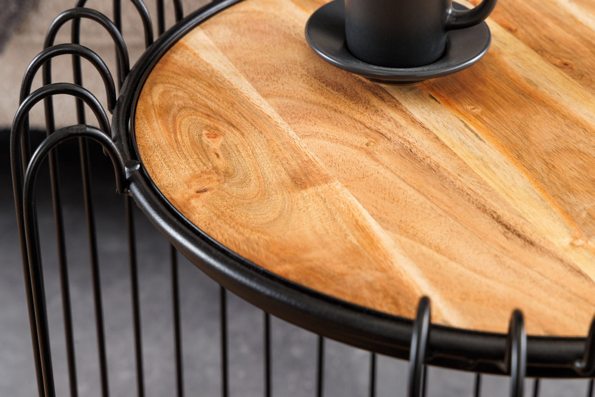 Beistelltisch TRUE ELEMENTS 50cm Gestell schwarz Akazienholz natur