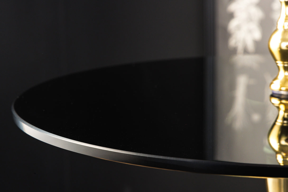 Side table ABSTRACT 65cm gold with glass plate