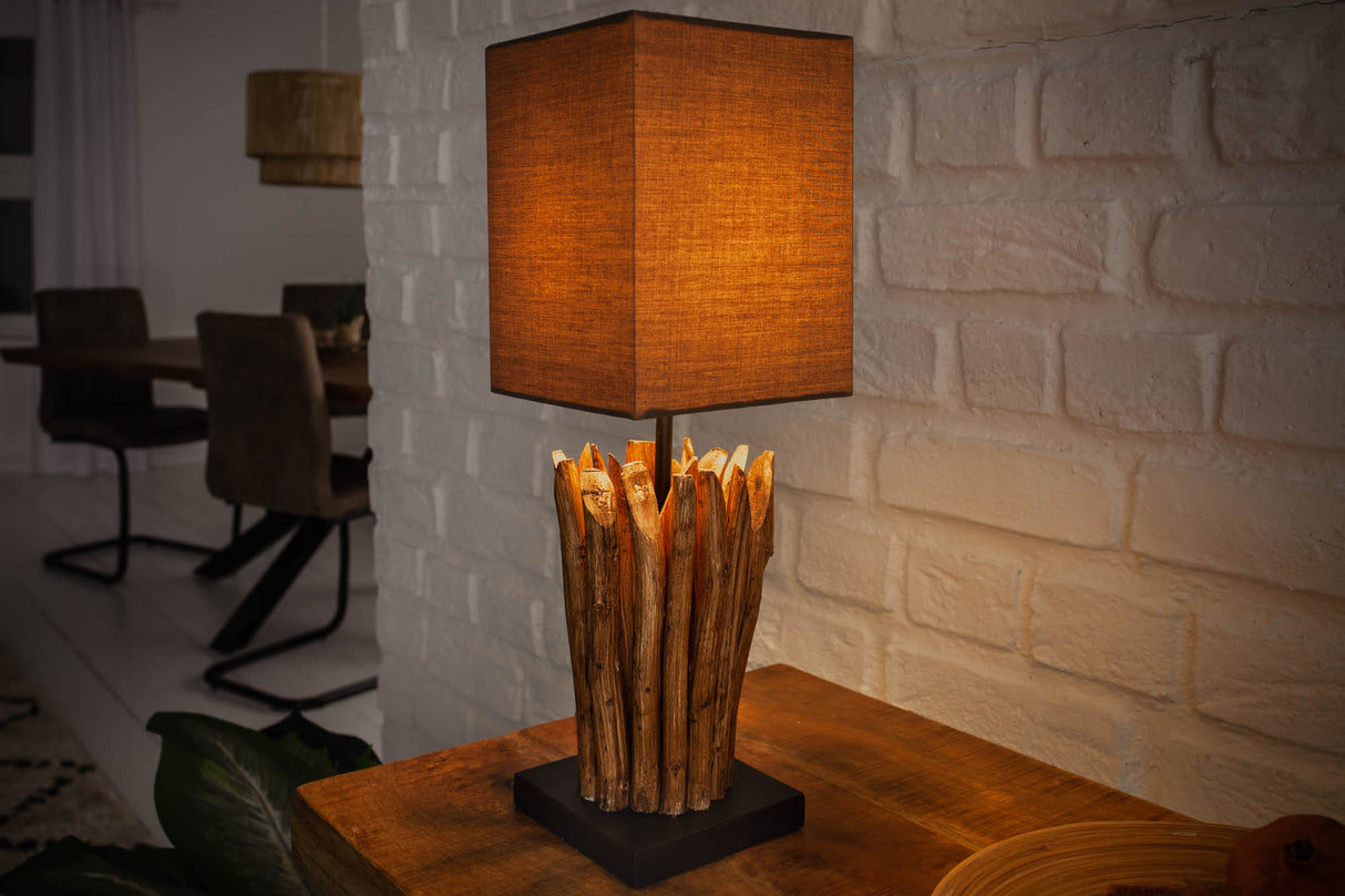 Table lamp EUPHORIA driftwood brown linen shade