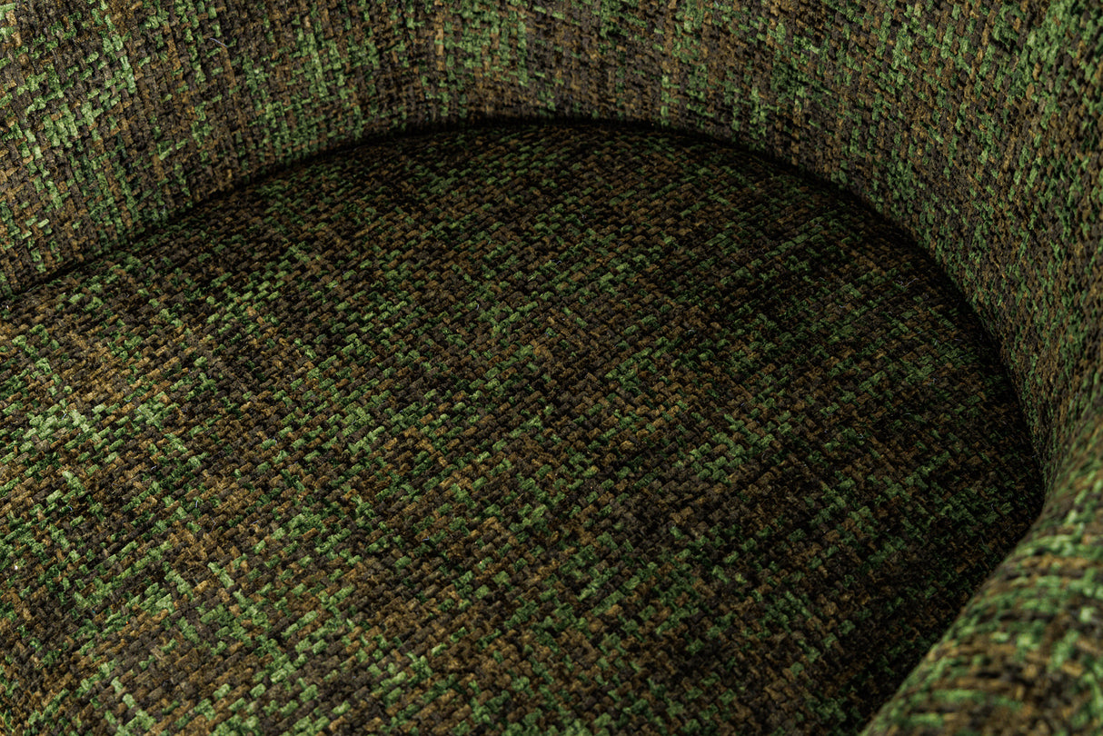 Chair EXTRAVAGANCIA dark green chenille fabric w/ armrests and champagne golden frame