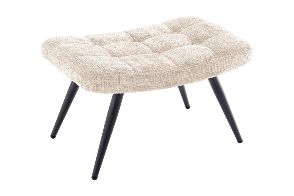 Stool SCANDINAVIA w/ black metal legs chenille fabric champagne