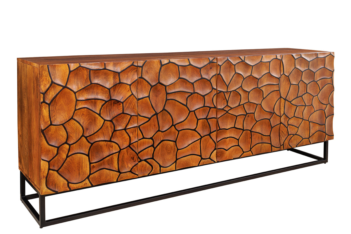 Sideboard VULCANO 180cm 3D Mosaik Mangoholz braun