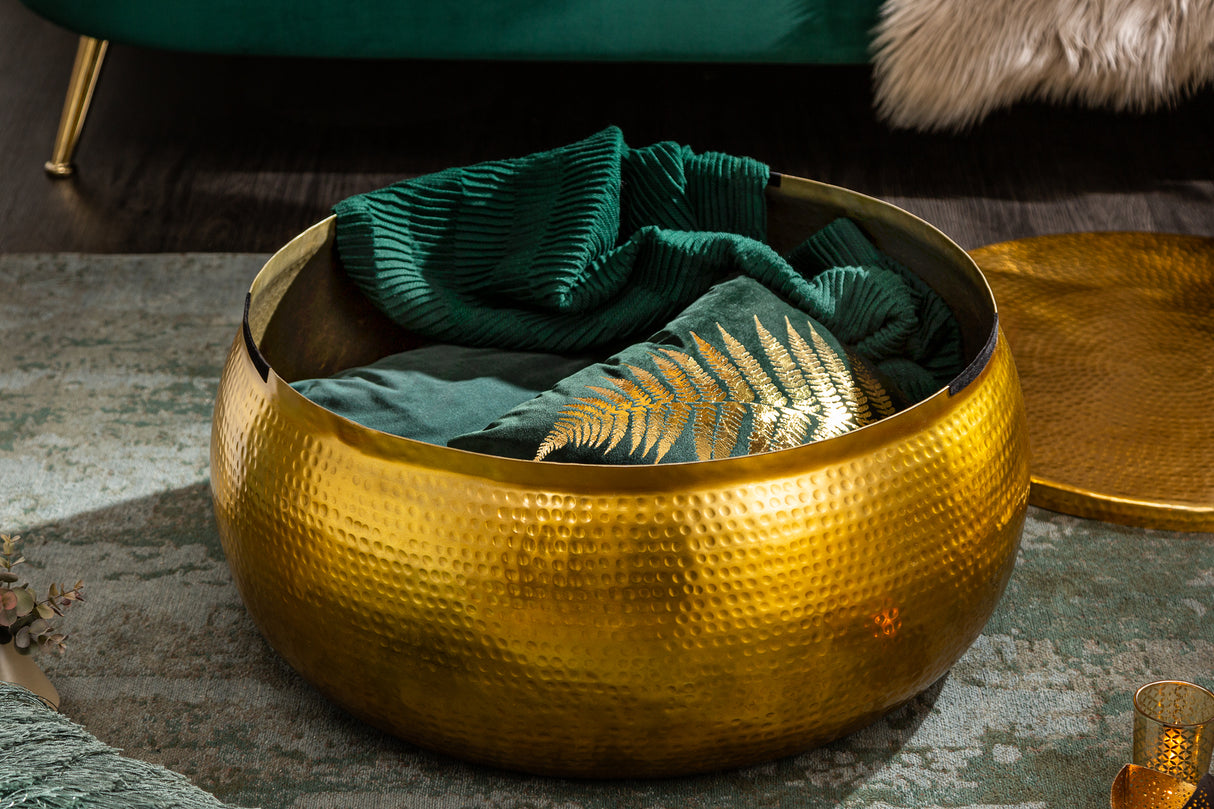 Couchtisch ORGANIC ORIENT 70cm mit Hammerschlageffekt gold