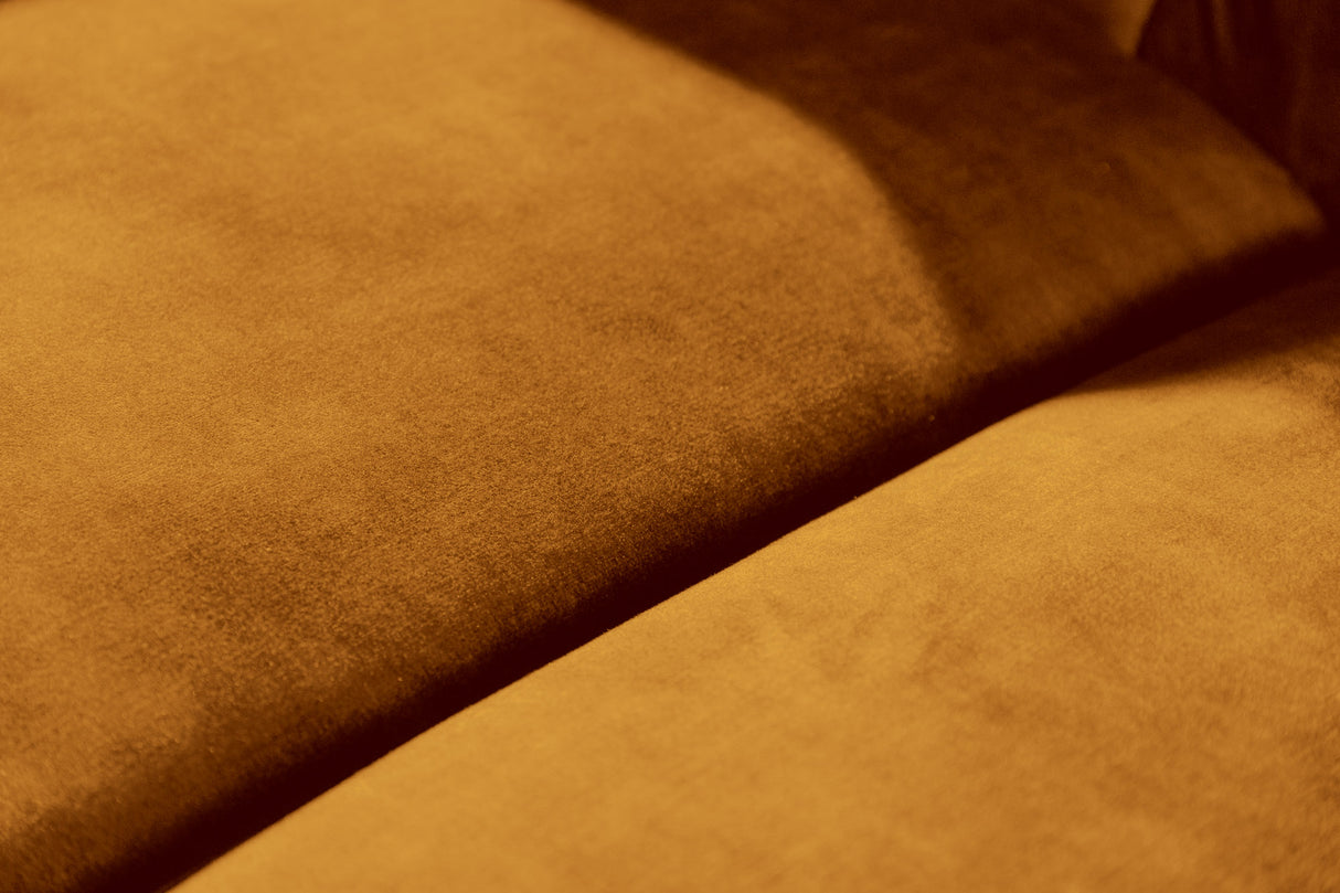 Sofa CHESTERFIELD 205cm spring core 3-seater velvet mustard yellow