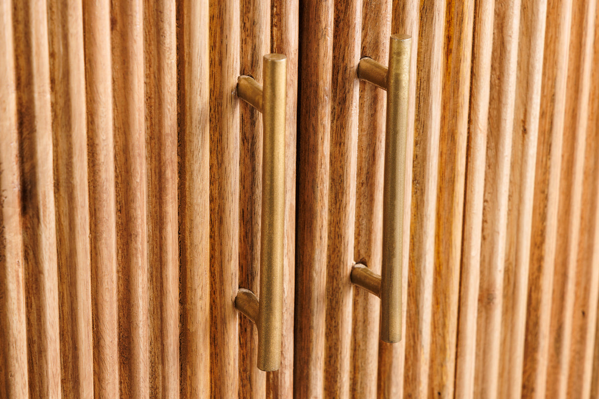 Sideboard TRES CHIC 70cm mango wood natural w/ white marble top and golden handles