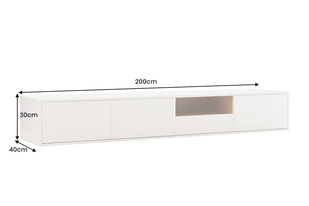 TV-Board LOFT 200cm hanging white natural