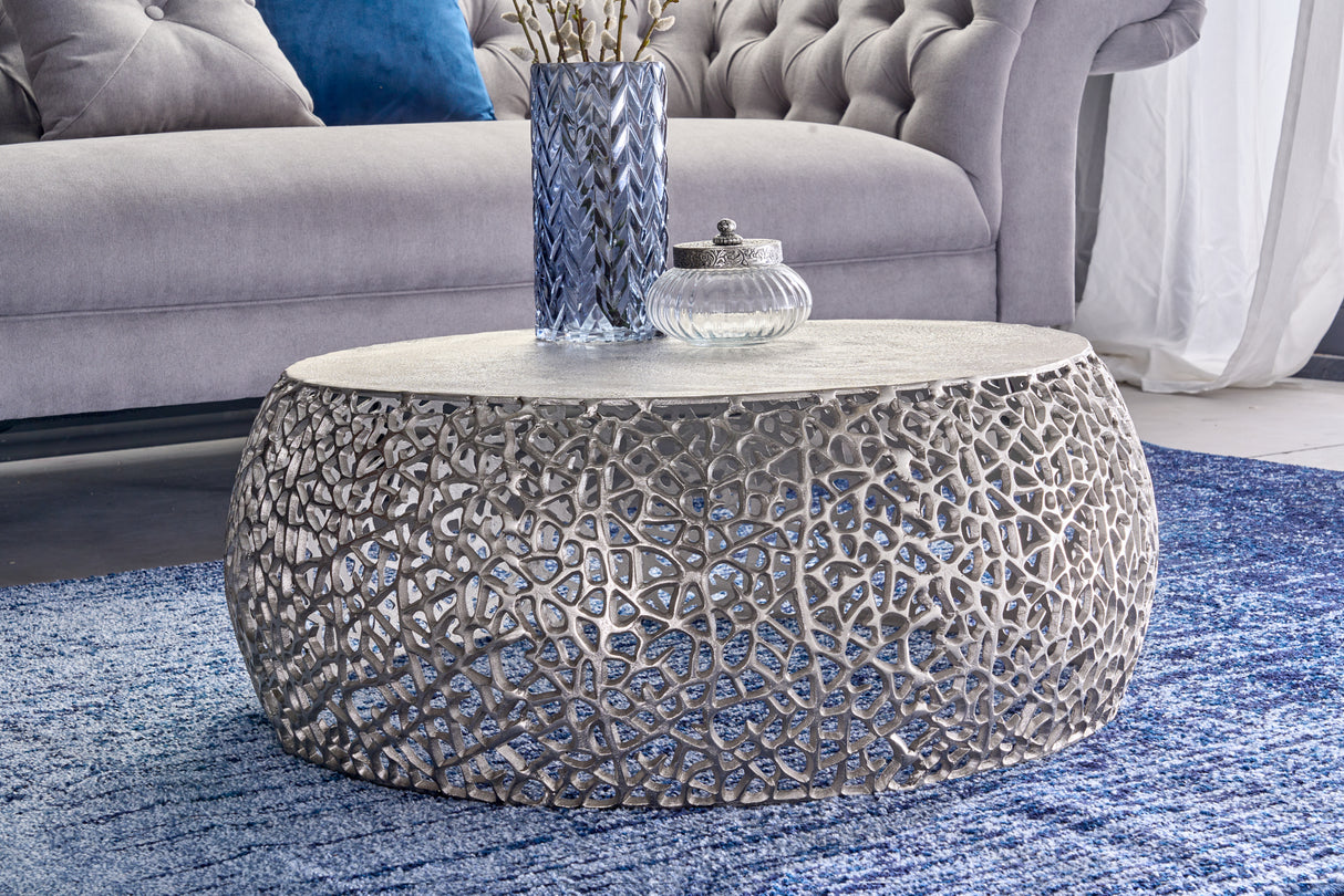 Couchtisch ABSTRACT LEAF 75cm silber