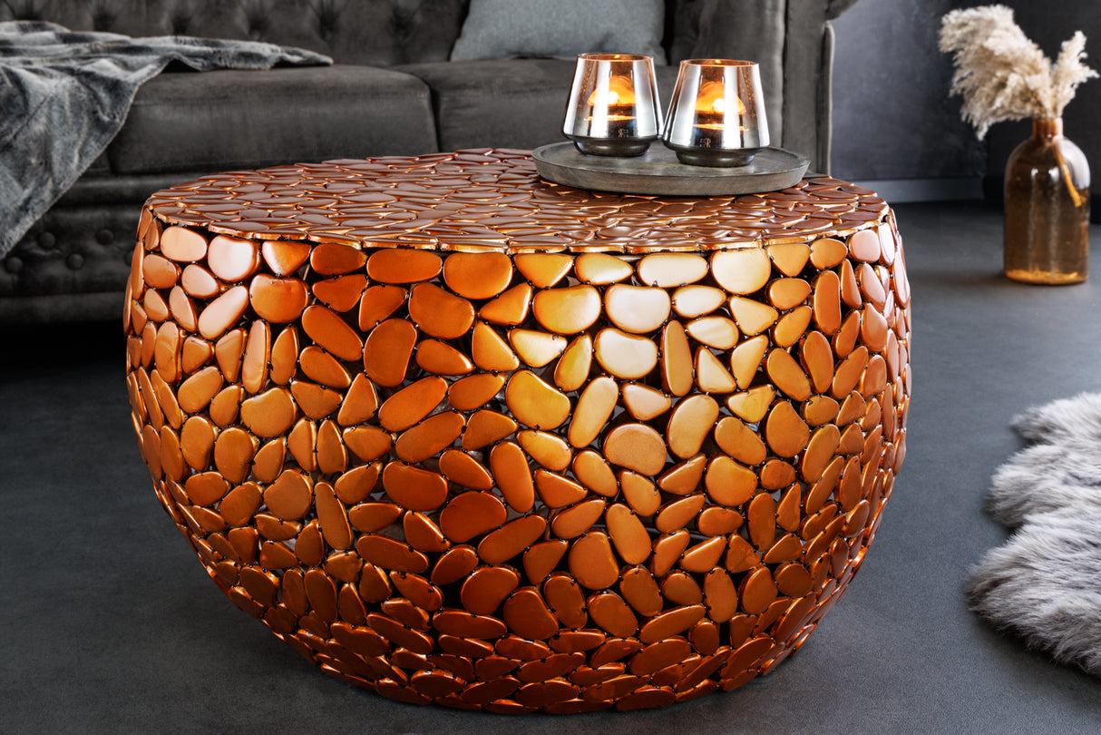 Coffee table STONE MOSAIC 75cm copper