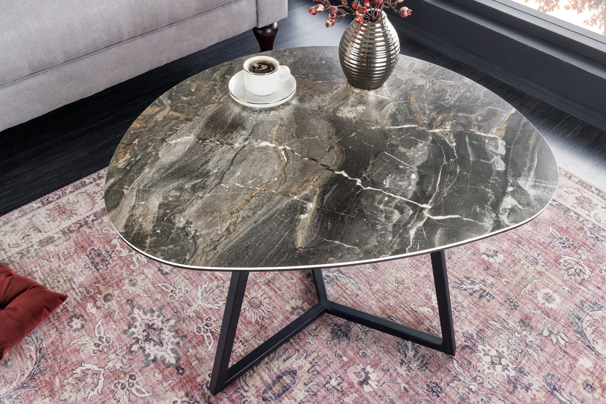 Couchtisch MARVELOUS 70cm Keramik und Marmor taupe