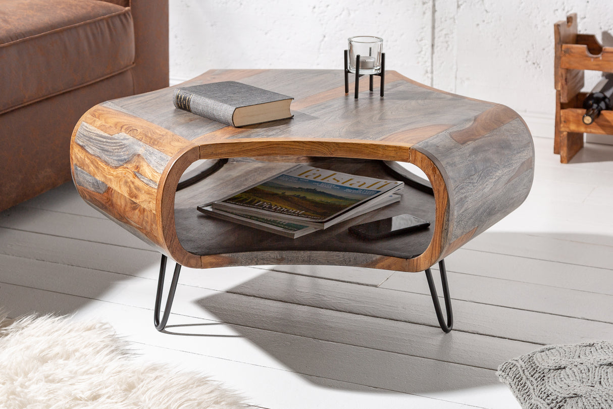 Coffee table ORGANIC LIVING 80cm sheesham wood grey