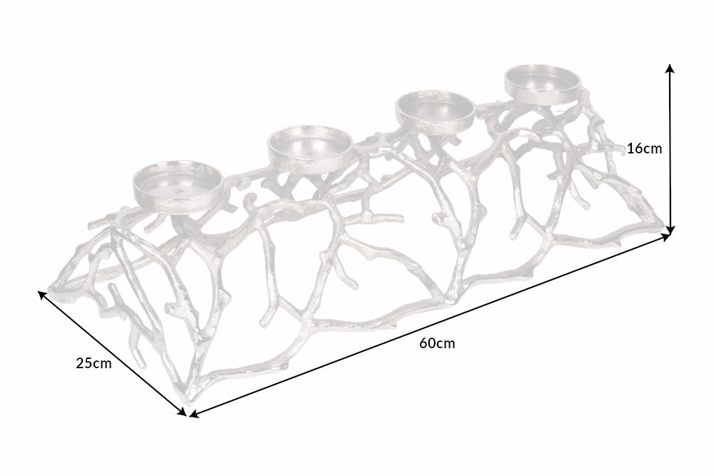 Candleholder ABSTRACT 60cm 4 flames silver