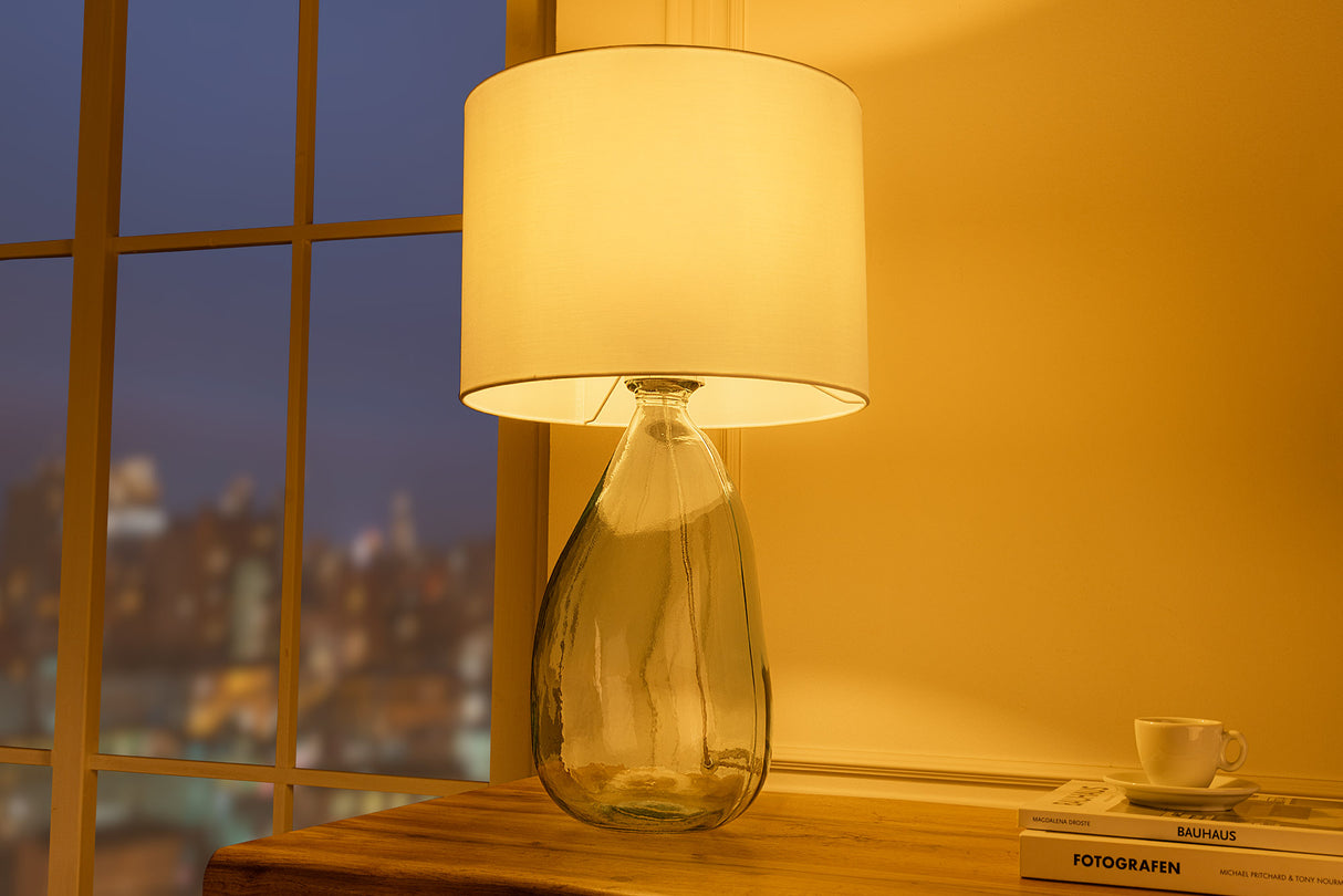 Tischleuchte CLASSIC 60cm weißer Lampenschirm Recyclingglas
