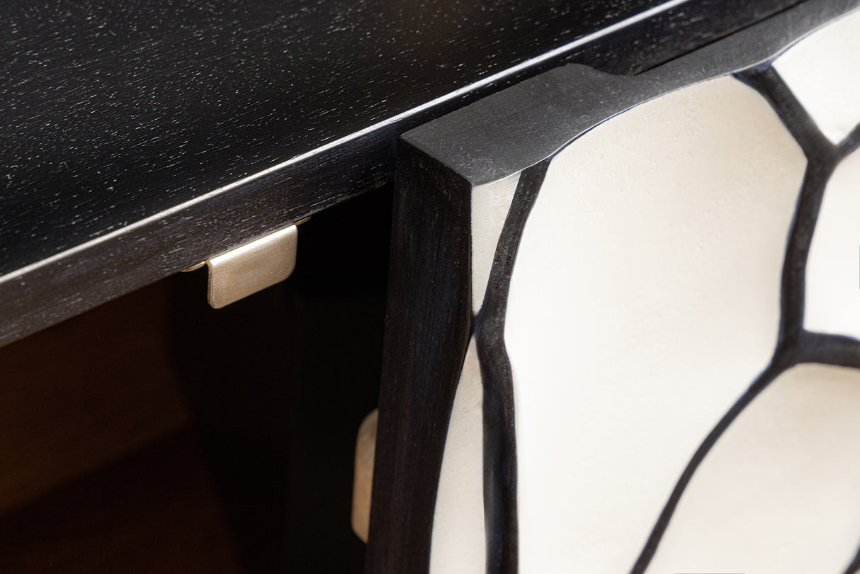 Sideboard VULCANO 180cm 3D mosaic mango wood black white