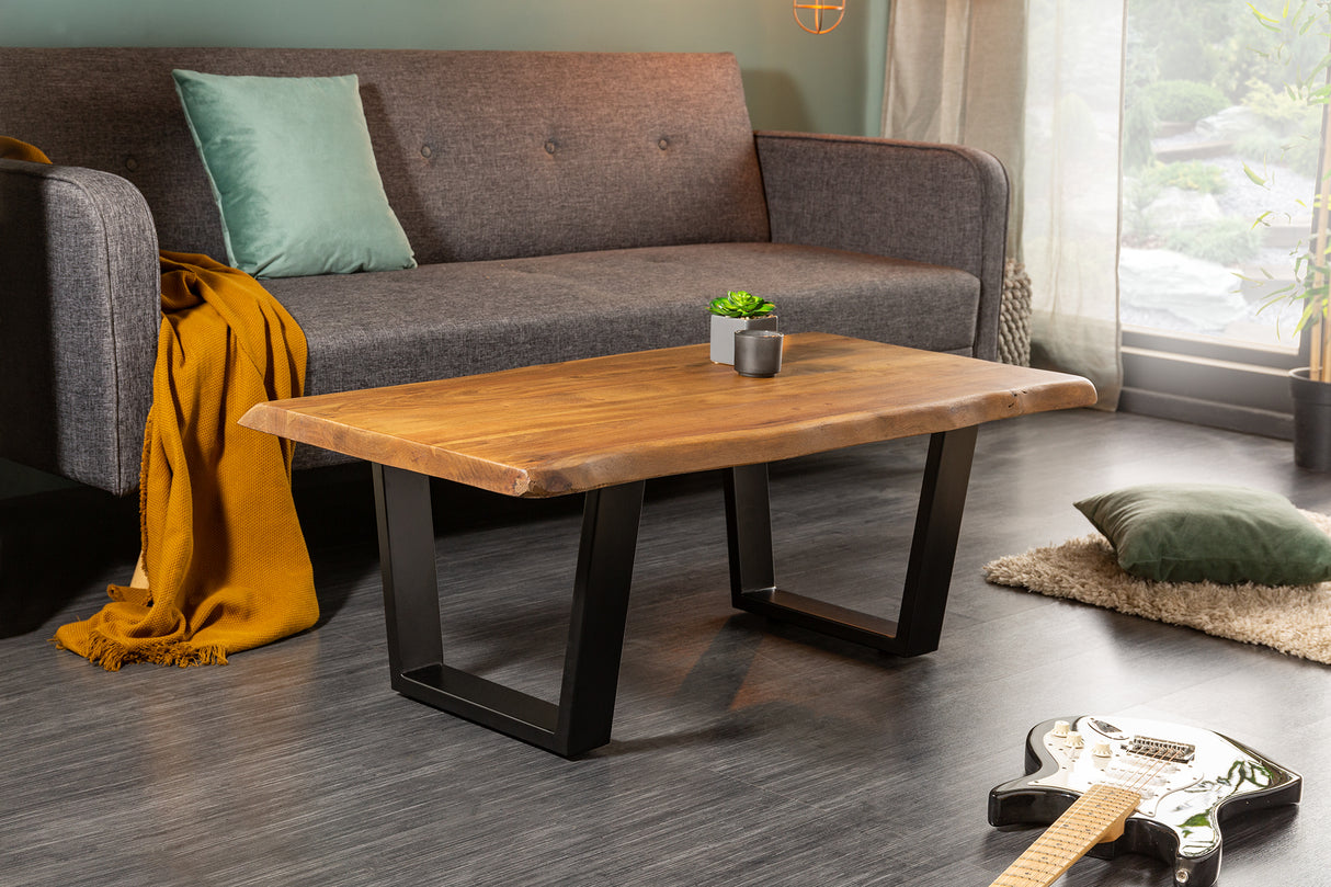 Couchtisch MAMMUT 110cm Trapezbeine 35mm Akazienholz Honig Finish