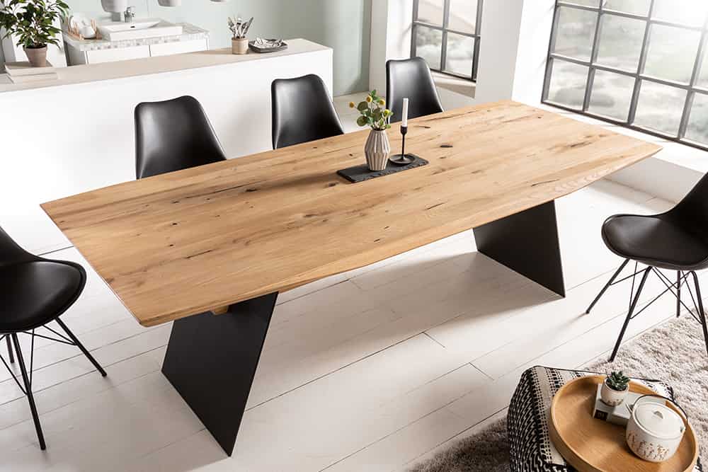 Esstisch GRAND OAK 200cm Wildeichenholz und pulverbeschichtetes Metall