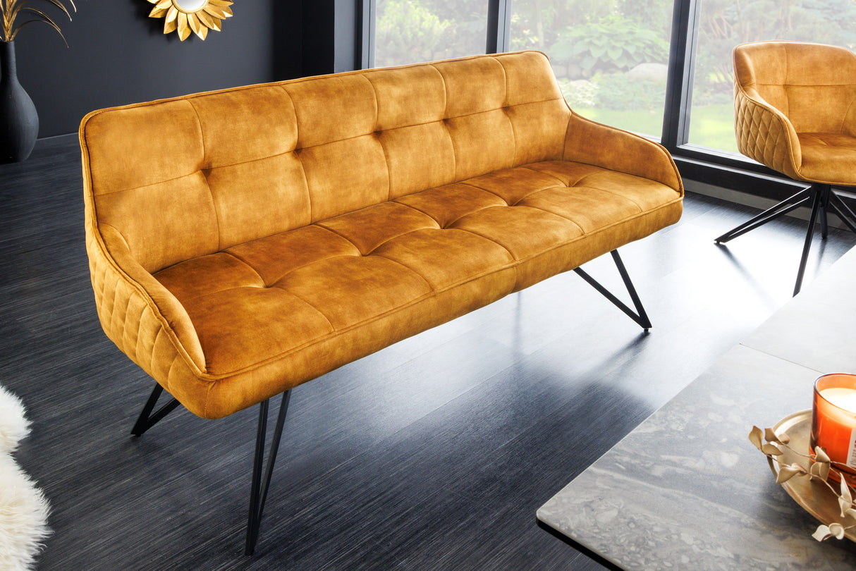 Bank EUPHORIA 160cm Samt senfgelb