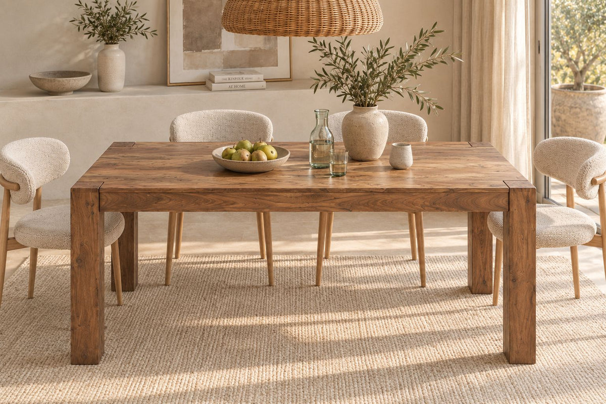 Esstisch MAKASSAR 160cm Sheesham Holz braun stone finish