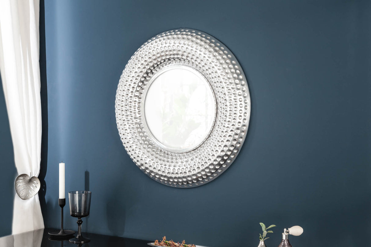 Wandspiegel ORIENT 60cm Hammerschlageffekt silber