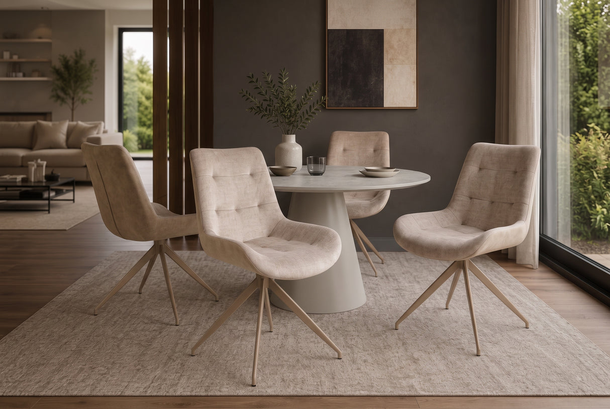 Chair DIVANI retro style velvet microfibre champagne beige
