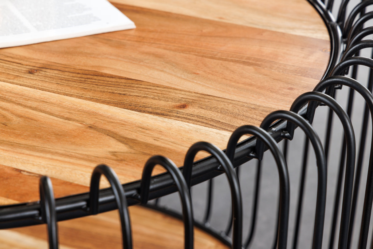 Couchtisch TRUE ELEMENTS 70cm Gestell schwarz Akazienholz natur