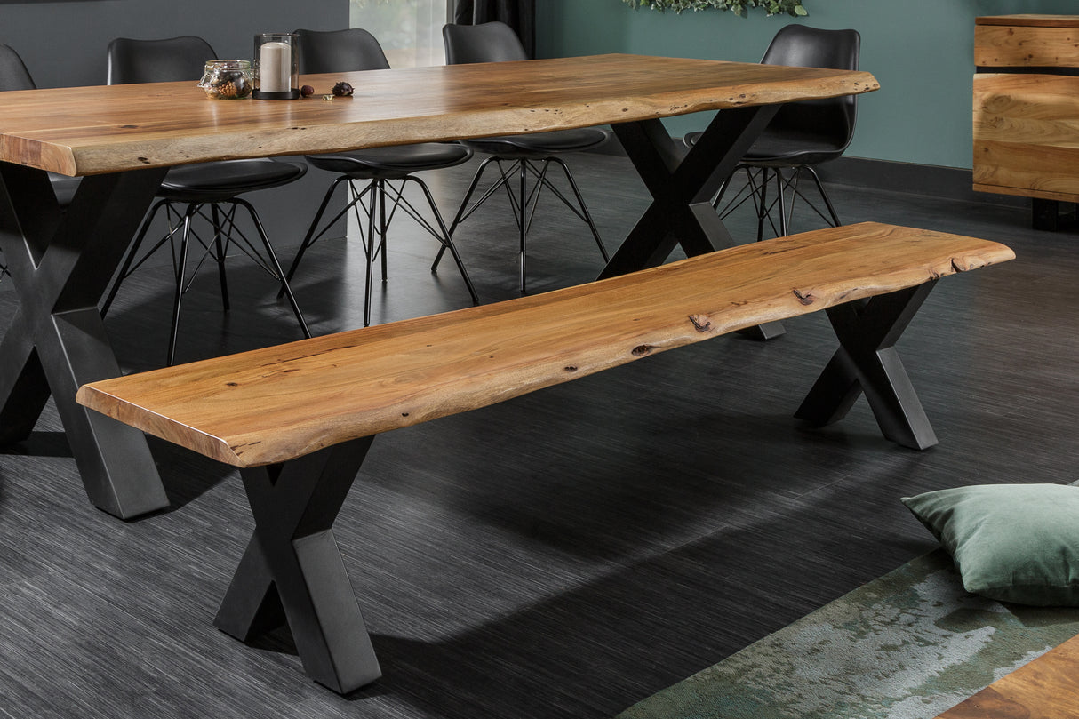 Bench MAMMUT 200cm X-legs 35mm massive acacia wood
