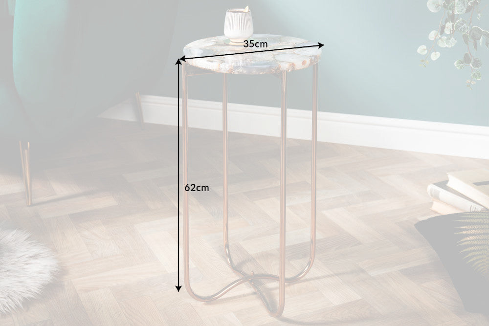 Beistelltisch NOBLE 35cm Achat blau weiß mit abnehmbarer Platte