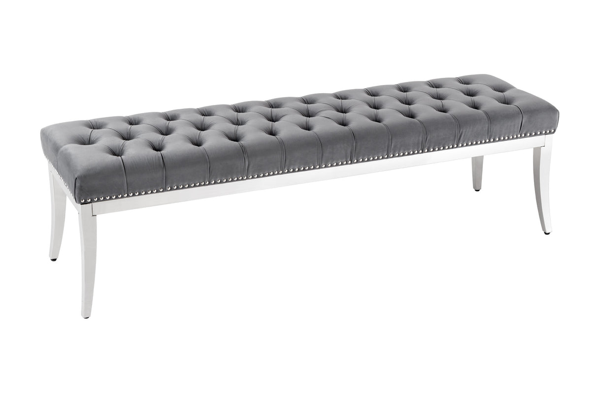 Sitzbank CASTLE DELUXE 165cm samtgrau im Barockstil