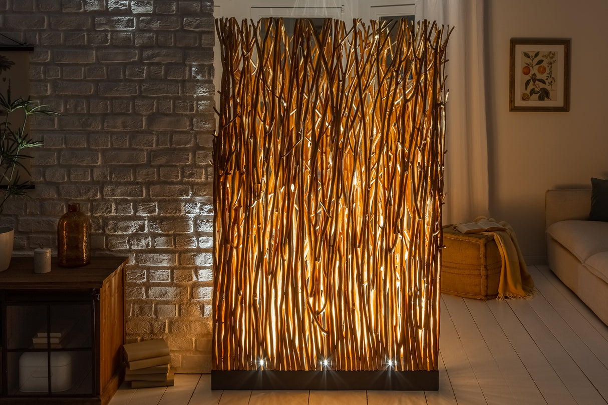 Stehleuchte NATURAL PARAVENT 180cm Longanholz natur inkl. Leuchtmittel
