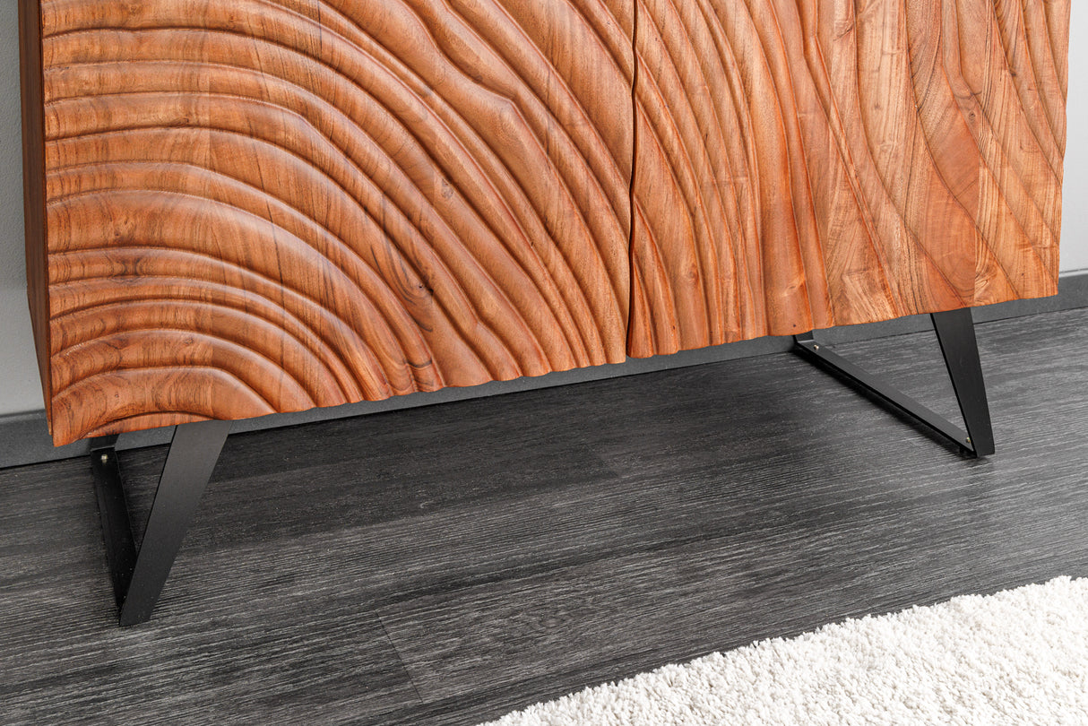 Highboard FLUID 120cm 3D acacia wood walnut brown