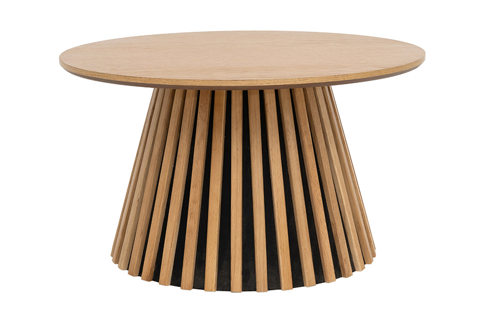 Coffee table VALHALLA WOOD Ø 70cm round oak wood veneered natural