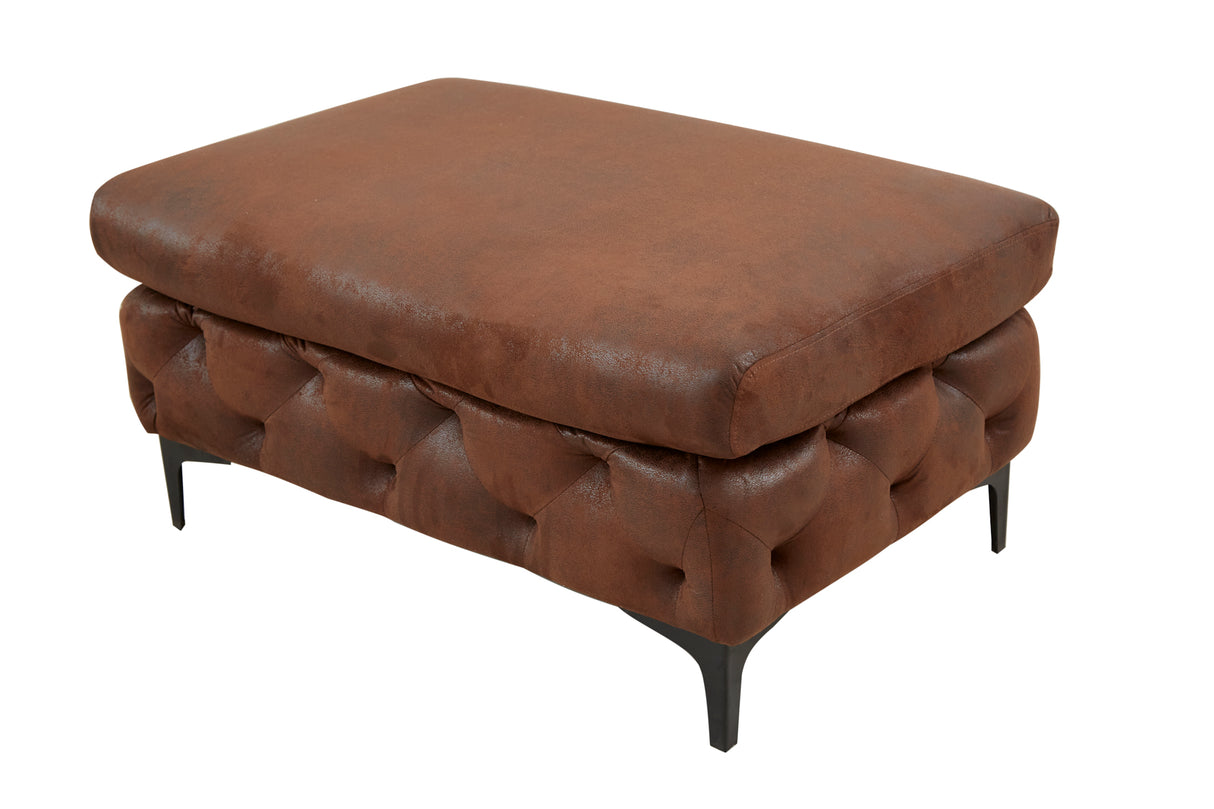 Stool MODERN BAROCK 90cm antique brown in chesterfield style
