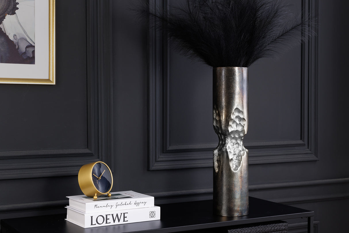 Vase PRECIOUS 50cm Hammerschlageffekt schwarz silber