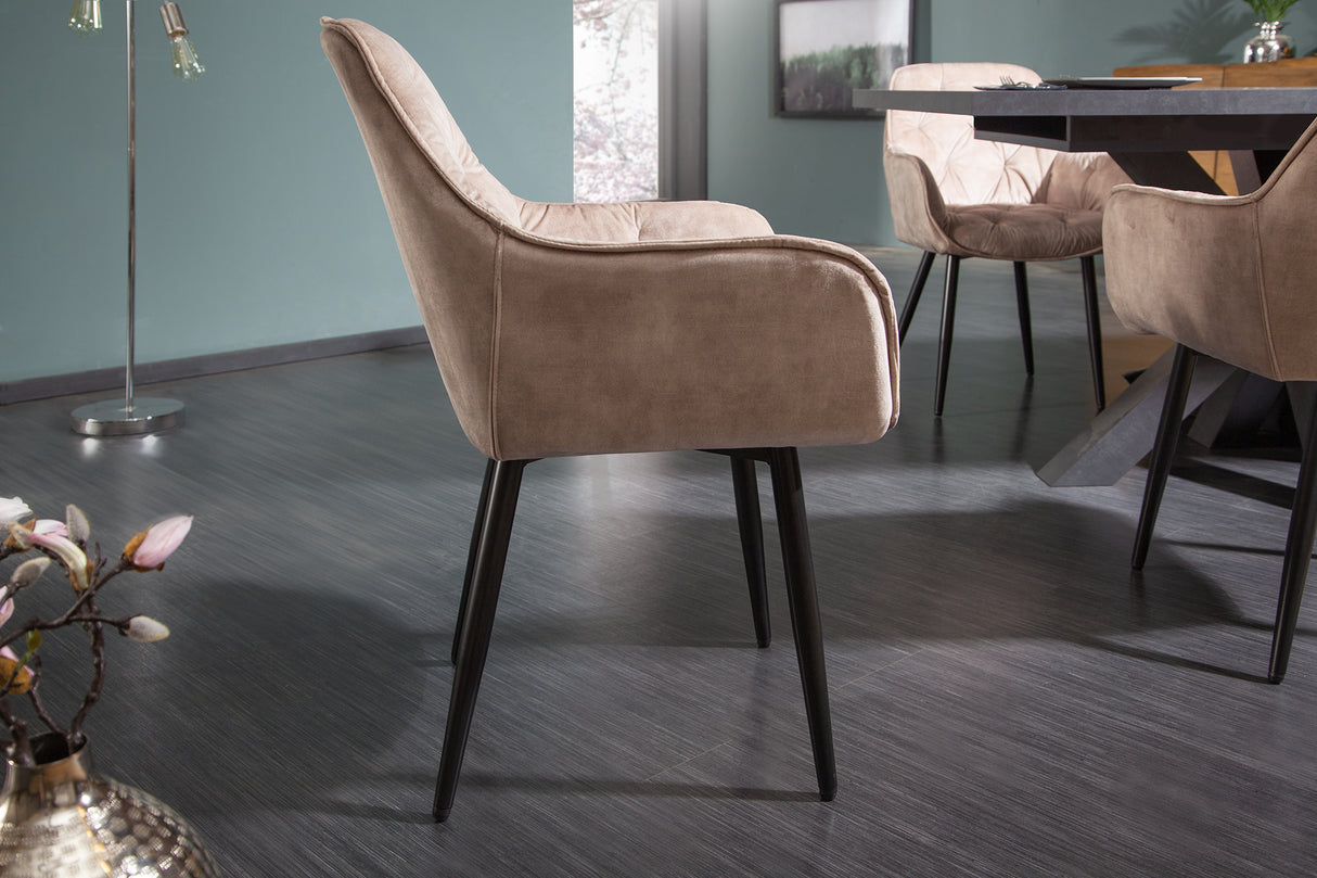 Chair MILANO with armrests velvet champagne