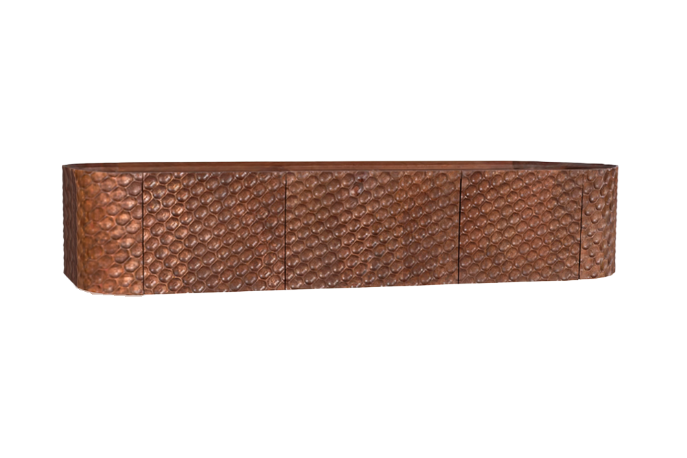 TV-Board ADLON 160cm m. Kabelmanagement hängend 3D massives Mangoholz braun