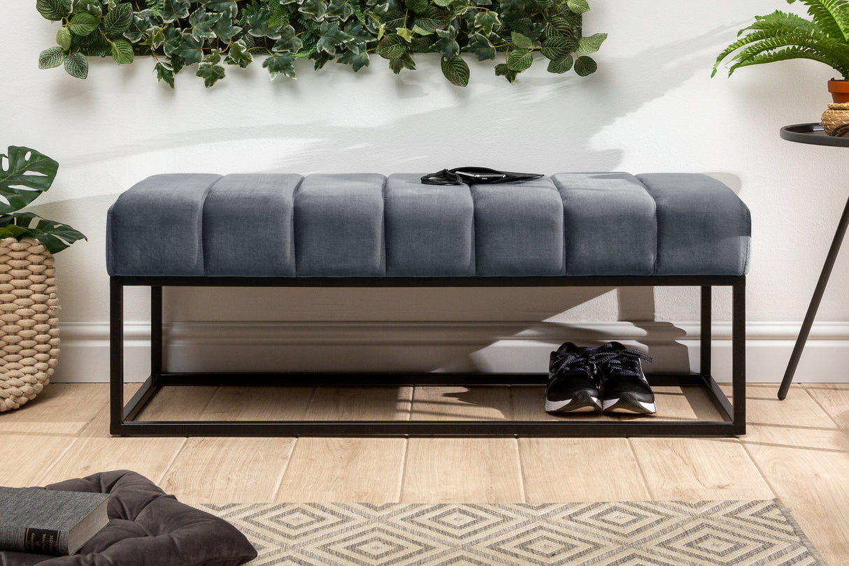 Bench PETIT BEAUTE 110cm velvet silver grey