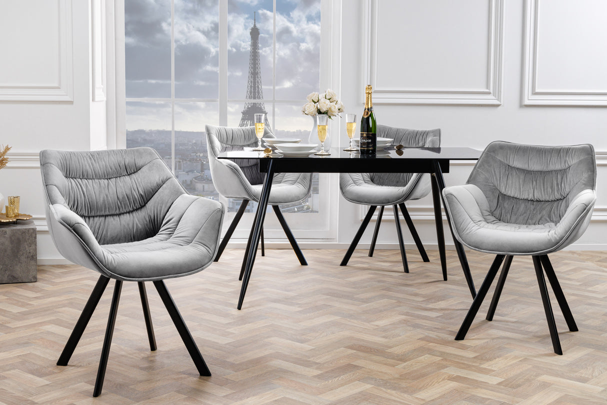 Chair THE DUTCH COMFORT with armrests velvet grey