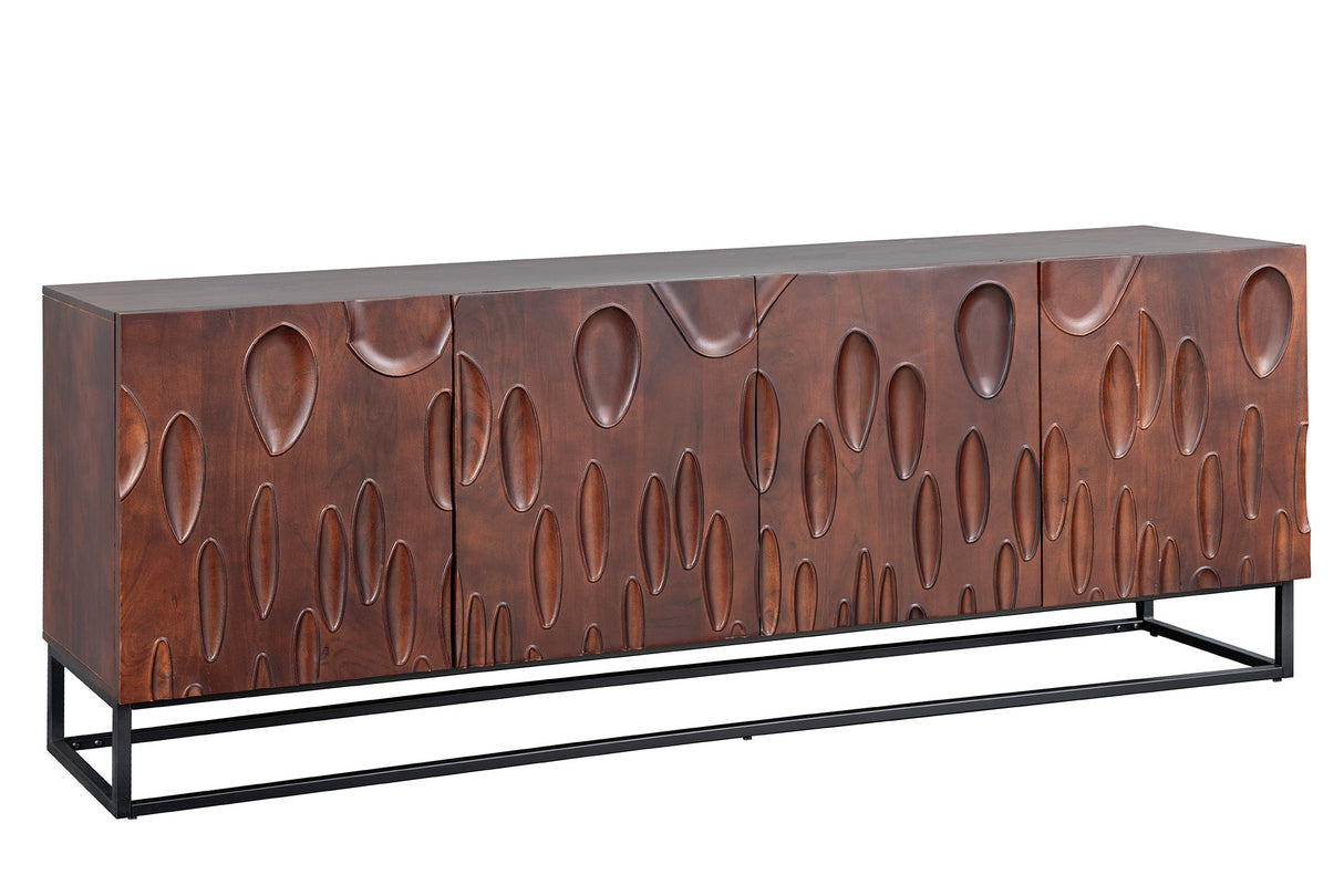 Sideboard DUNE 175cm 3D Akazienholz dunkel walnussbraun